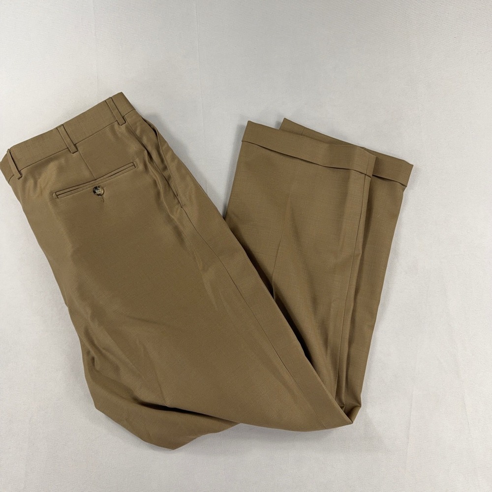 Berle‎ Pleated Dress Pants Cuffed Khaki Tan Mens Dress Trousers 38x31